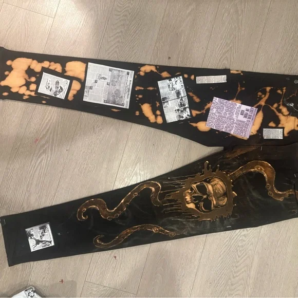 Black and Gold Graphic Jeans